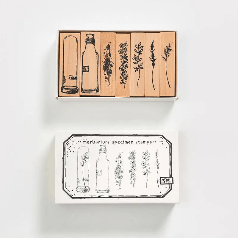 Wooden Stamps Botanical Herbarium Style