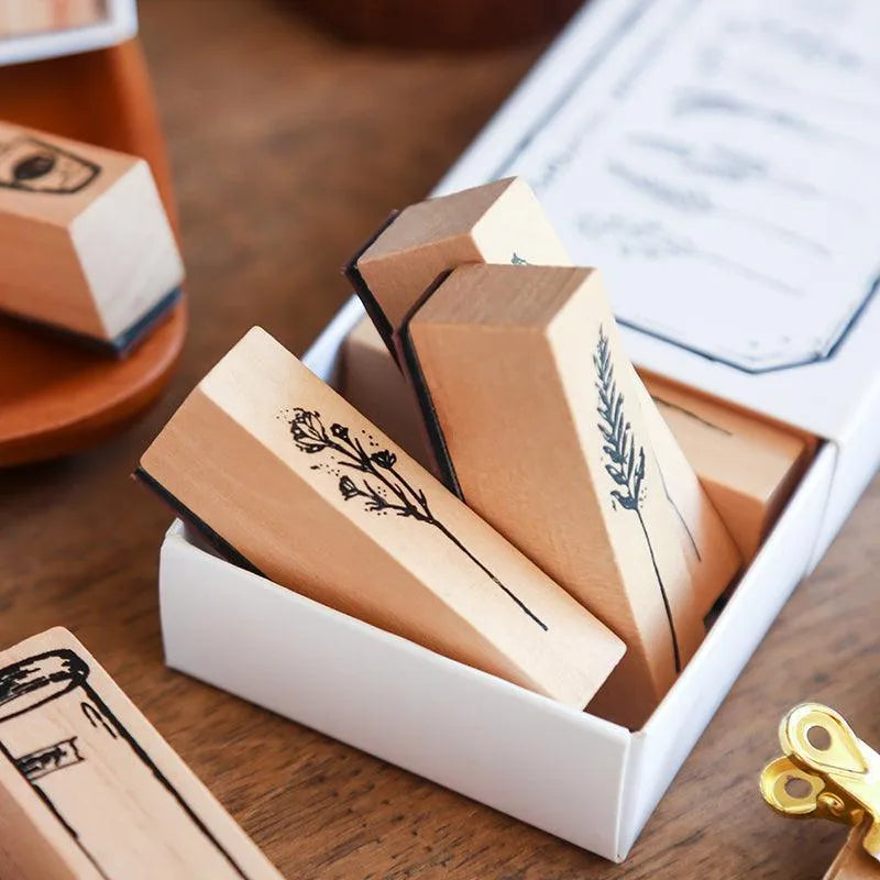 Wooden Stamps Botanical Herbarium Style