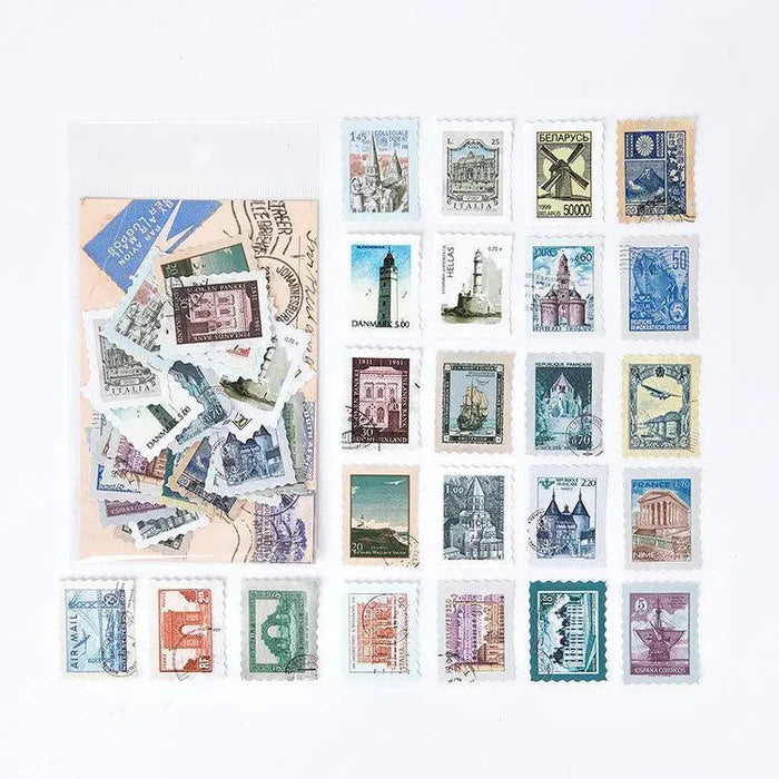 Stickers de Sellos Postales Vintage