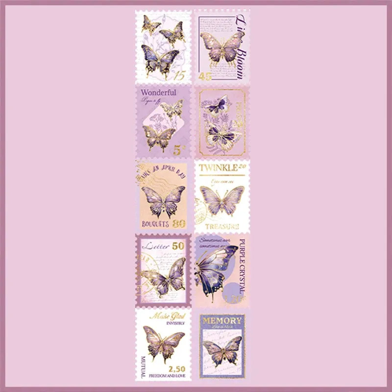 Washi Tape con sellos postales de mariposas