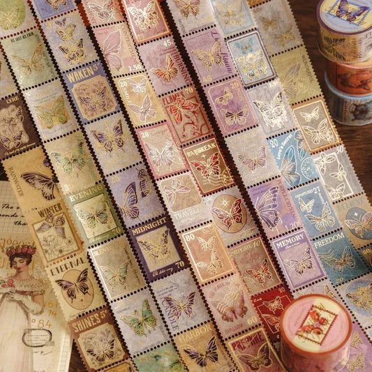Washi Tape con sellos postales de mariposas