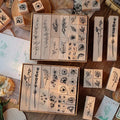 Set de Sellos Botánicos Hojas de Madera